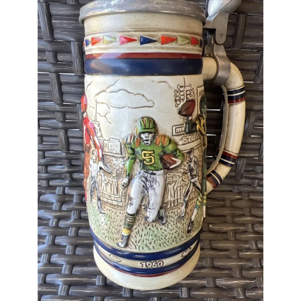 Vintage Ceramarte Brazil Avon Handcrafted 1983 Football Beer Stein